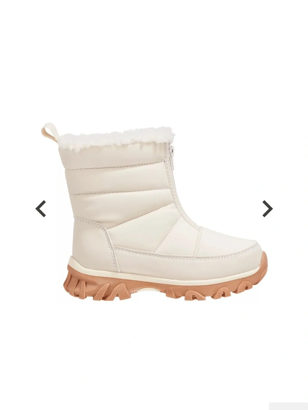 DSG Cream Kids Puffer Snow Boot with Tan Rubber Sole, EUC, size 4